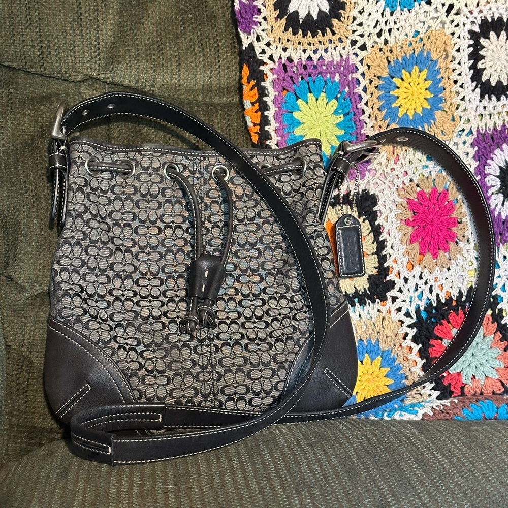 Y2K Vintage Coach Drawstring Crossbody